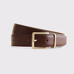 Abercrombie & Fitch Brown Leather Belt with Gold Buckle